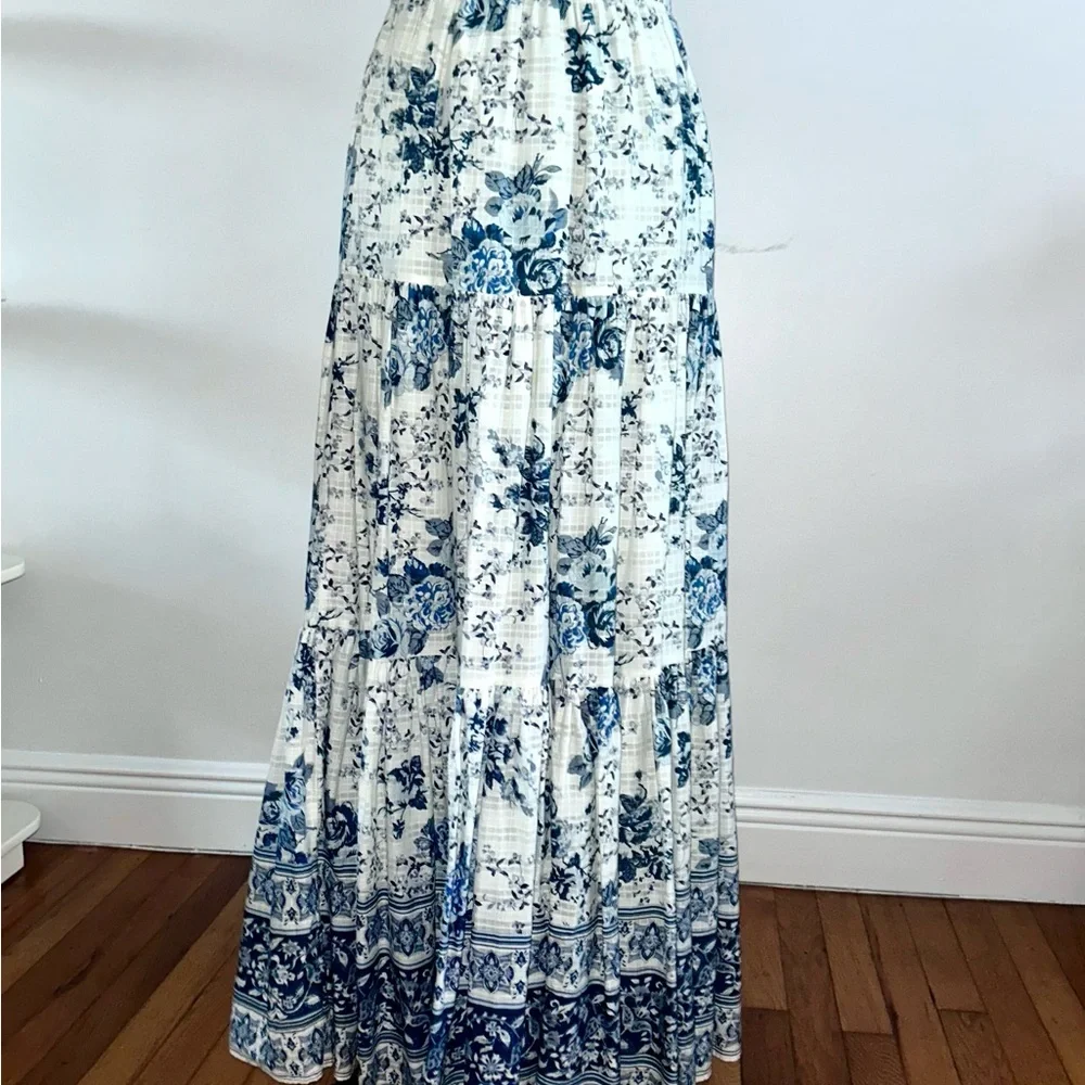 ZARA Blue & White Floral Maxi Skirt – Cottagecore Boho Chic - Picture 3 of 6